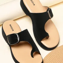 ROCIA By Regal Black Women One Toe Stylish Sandal Heels-image-52