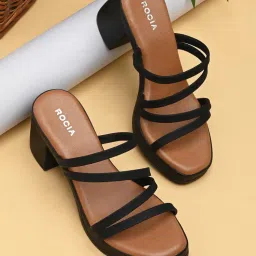 ROCIA By Regal Black Women Strappy Block Sandals Heels-picture-40
