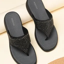 ROCIA By Regal Black Women Diamante Studded Comfort Wedges Heels-picture-37