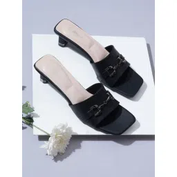 Sherrif Shoes Women Black Sandal Heels image 1