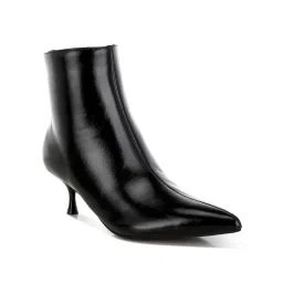 London Rag Black Faux Leather Kitten Heel Casual Boots image 1