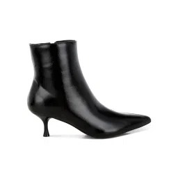 London Rag Black Faux Leather Kitten Heel Casual Boots image 3