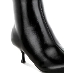 London Rag Black Faux Leather Kitten Heel Casual Boots image 4
