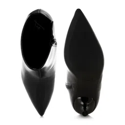 London Rag Black Faux Leather Kitten Heel Casual Boots image 5