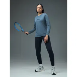 Technosport Women Printed Sports T-Shirt for Yoga and Fitness with Technocool+ - Blue image 2