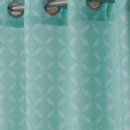 Cortina Turquoise Blue & White 2 Pieces Printed Window Curtain image 2