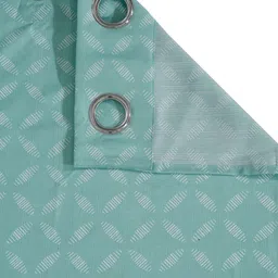 Cortina Turquoise Blue & White 2 Pieces Printed Window Curtain image 3