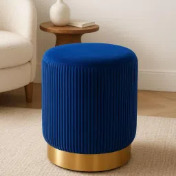 JABRIX Luxury Velvet Pouf with Gold Base Elegant Living Room Accent Stool-picture-24