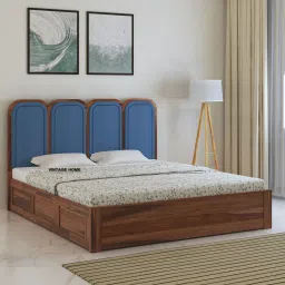 Aaram Wooden Queen Size Bed With Box Storage in Provincial Teak Finish-image-44