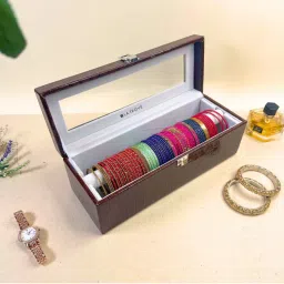 La Trove Premium Single Rod Bangle Organizer Box Brown-image-28