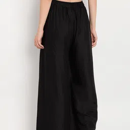 TAG 7 Women Black & Navy Blue Set of 2 Flared Ethnic Palazzos image 2