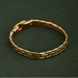Palmonas Womens Waterproof and Anti-Tarnish Gold Rectangular Rhythm Link Bracelet-image-5