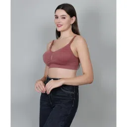 BRACHY Removable Padded Full Coverage Maternity Breastfeeding Bra Maroon image 3