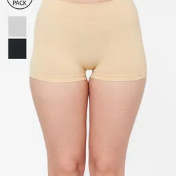 FashionRack Women Pack of 3 Assorted Boy Shorts 4603SBW-picture-15