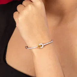 Niscka Rhodium Plated Silver American Diamond Bracelet-image-49