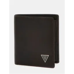 Guess Men Brown Solid Leather Bi-Fold Wallet-image-4