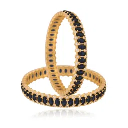 Ratnavali Jewels Gold Plated Oval Black American Diamond Cz Bangle image 4