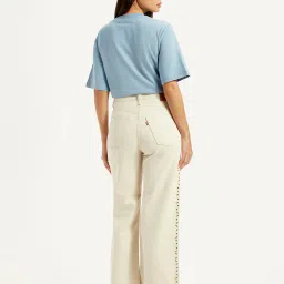 levi's Women's Cream Ribcage Wide Leg Fit High Rise Jeans image 4