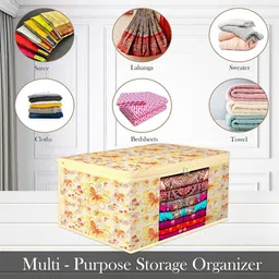Kuber Industries White & Yellow 6 Pieces Printed Storage Bag Organiser image 5