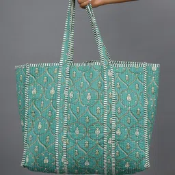 HANDICRAFT PALACE Floral Printed Cotton Oversized Structured Tote Bag-picture-35