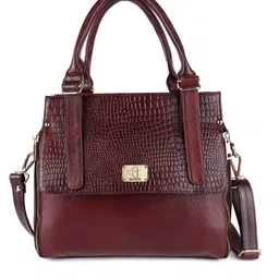 HiLEDER Brown Pure Leather Textured Structured Handheld Bag-picture-24