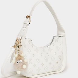 Styli White Printed Bucket Shoulder Bag With Tasells-picture-19