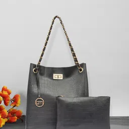 Bagsy Malone Textured Structured Shoulder Bag With Pouch-picture-18