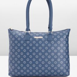 Caprese Brand Logo Print Structured Shoulder Bag-picture-5