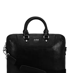 Eske Men Black Solid Dilios Leather Laptop Bag-picture-24