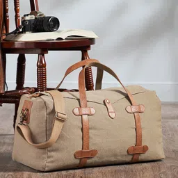 Mona B Unisex Brown Cotton Canvas Duffel Gym Travel and Sports Bag with Stylish Design-picture-34