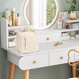 HOUSE OF QUIRK Beige Solid Cosmetic Makeup Bag Organiser-picture-1