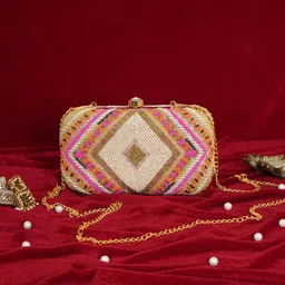 FABBHUE Embellished Acrylic Velvet Box Clutch image 1