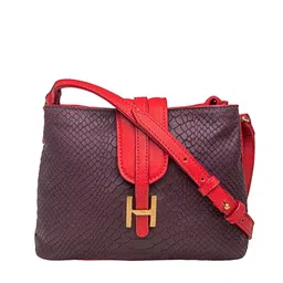 Hidesign Purple & Red Animal Textured Sling Bag-picture-50