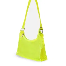 HAUTE SAUCE by Campus Sutra Fluorescent Green PU Structured Shoulder Bag image 2