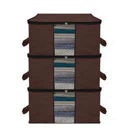 Kuber Industries Brown 3 Pieces Large Underbed Storage Bag image 2