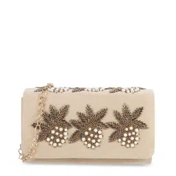 Mochi Beige & Gold-Toned Embellished Sling Bag image 3