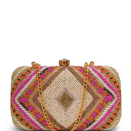 FABBHUE Embellished Acrylic Velvet Box Clutch image 2