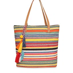 ASTRID Multicoloured Self Design Tote Bag image 2