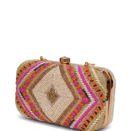 FABBHUE Embellished Acrylic Velvet Box Clutch image 3