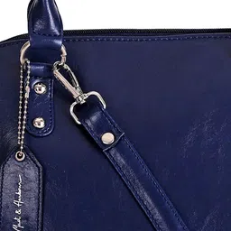 Mast & Harbour Navy Blue Textured Structured Shoulder Bag image 3