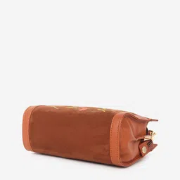 Black Spade Floral Embroidered Structured Sling Bag image 3