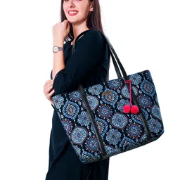 NEPRI Ethnic Motifs Printed Shopper Cotton Tote Bag-picture-41