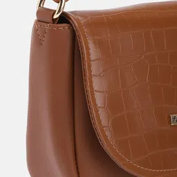 Fastrack Women Croc Textured Structured Sling Bag image 4