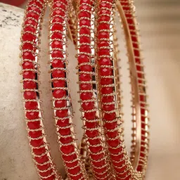 Sukkhi  Set of 4 Gold Plated Faux Beaded Bangle image 1