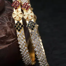 Sukkhi Set Of 2 Gold-Plated American Diamond-Studded Bangles image 1