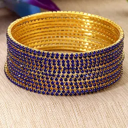 Shining Diva Set Of 12 Gold Plated Crystal Studded Bangles-picture-31
