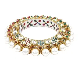 Anouk Red Gold Plated Pearl Studded Ethnic Rajasthani Bangles image 2