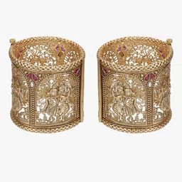Adwitiya Collection Set Of 2 Gold-Plated Stone-Studded Bangles image 2