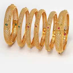 Sukkhi Set Of 6 Gold-Plated Stone-Studded Bangles image 3