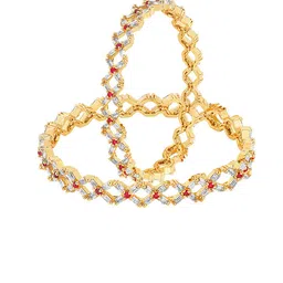 Yellow Chimes Set Of 2 Gold-Plated American Diamond Studded Bangles image 3